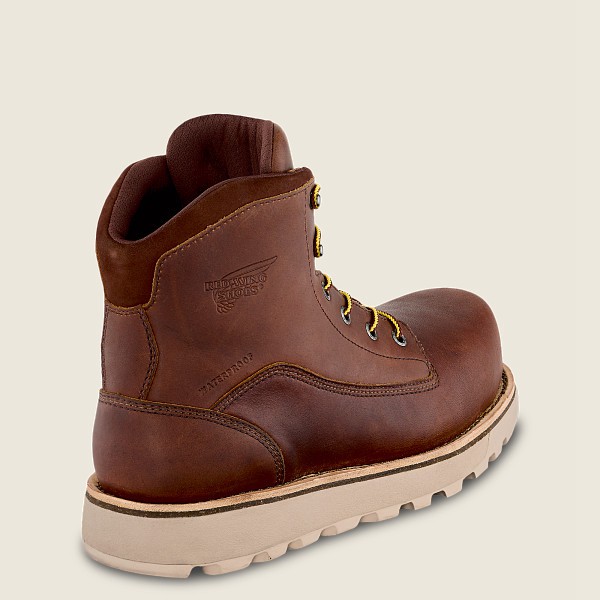 Red Wing Safety Boots Mens Brown - Traction Tred Lite - 6-inch Waterproof Toe - 0641375-YL